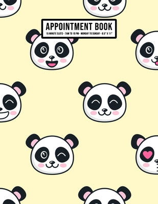 Panda Appointment Book: Undated Hourly Appointment Book - Weekly 7AM - 10PM with 15 Minute Intervals - Large 8.5 x 11 Cover Image
