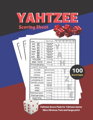 yahtzee scoring sheet v 1 yahtzee score pads for yahtzee game nice obvious text and large print yahtzee score card 8 5 by 11 inch large print paperback mcintyre s books