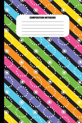 Composition Notebook: Multi-Colored Candy Stripes with White Circles Pattern (100 Pages, College Ruled) Cover Image