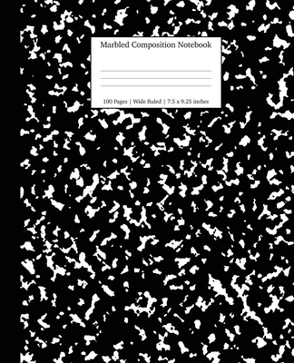 Marbled Composition Notebook: Black Marble Wide Ruled Paper Subject Book By Young Dreamers Press Cover Image