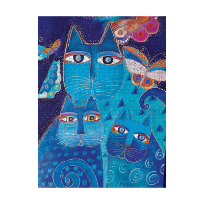 Blue Cats & Butterflies 500 Piece Jigsaw Puzzle, Laurel Burch