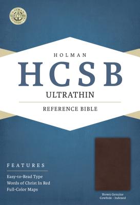 HCSB Ultrathin Reference Bible, Brown Genuine Cowhide Indexed Cover Image