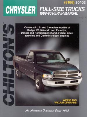 Chrysler Full-Size Trucks, 1989-96 (Chilton's Total Car Care Repair Manuals) By Chilton Automotive Books, The Nichols/Chilton, Chilton Cover Image