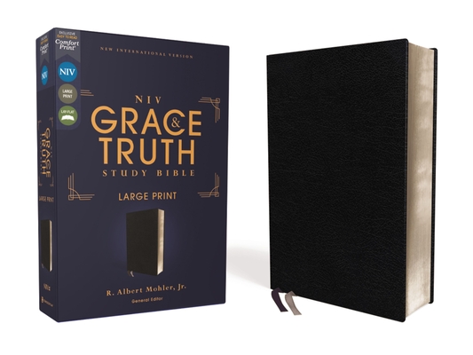Niv, the Grace and Truth Study Bible (Trustworthy and Practical Insights), Large Print, European Bonded Leather, Black, Red Letter, Comfort Print Cover Image