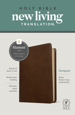 NLT Compact Bible, Filament-Enabled Edition (Leatherlike, Rustic Brown, Red Letter) By Tyndale (Created by) Cover Image