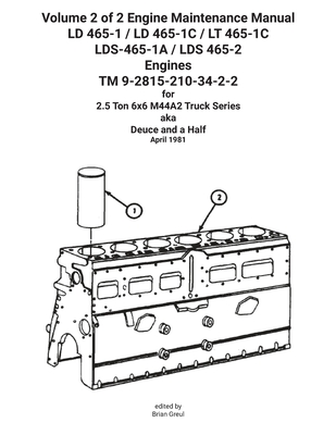 Volume 2 of 2 Engine Maintenance Manual LD 465-1 / LD 465-1C / LT 465-1C LDS-465-1A / LDS 465-2 Engines TM 9-2815-210-34-2-2 By U S Army, Brian Greul (Editor) Cover Image