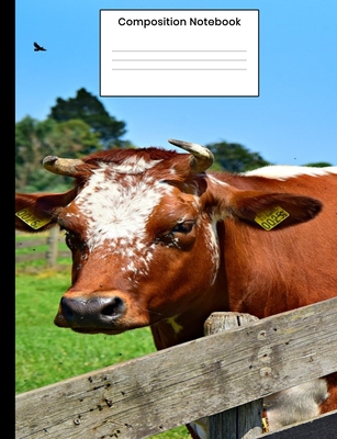 Composition Notebook: Cool Cow Composition Book 110 Wide Ruled Writing Pages For Writing Cover Image