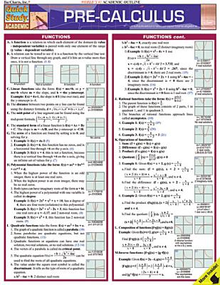 Pre-Calculus Laminated Reference Guide By Barcharts Cover Image