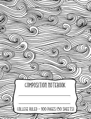 Composition Notebook: Ocean Waves Water Illustration Coloring Book Style Cover Cover Image