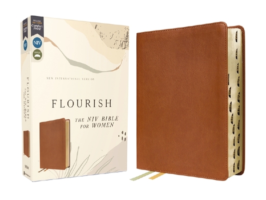 Flourish: The NIV Bible for Women, Leathersoft, Brown, Thumb Indexed, Comfort Print Cover Image