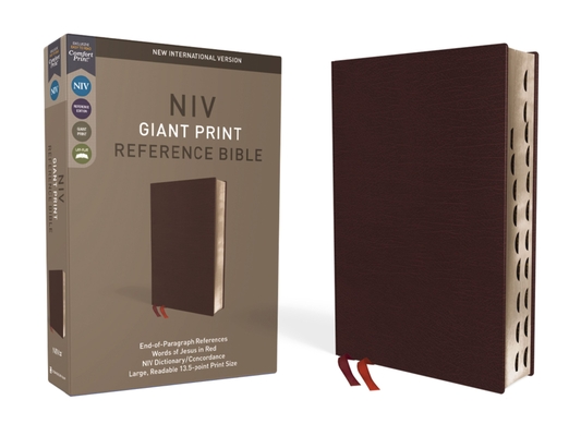 NIV, Reference Bible, Giant Print, Bonded Leather, Burgundy, Red Letter Edition, Indexed, Comfort Print Cover Image