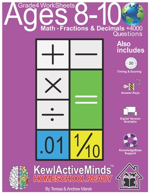 grade 4 worksheets math fractions decimals homeschool ready 4000 questions includes timing scoring answer keys knowledgebase support paperback pages bookshop