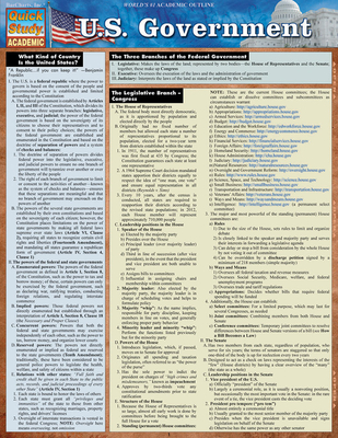 U.S. Government: A Quickstudy Laminated Reference Guide (Quick Study: Academic)