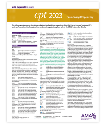 CPT 2023 Express Reference Coding Card: Pulmonary/Respiratory Cover Image