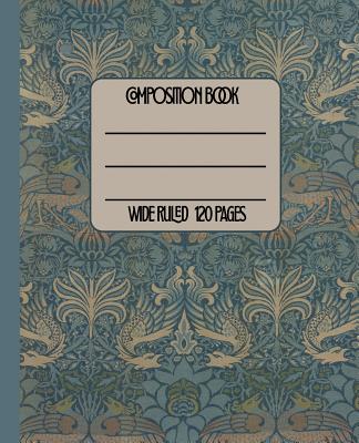 Wide Ruled Composition Book: Dragon and Peacock Vintage Art Deco Themed Cover Will Keep Your Notebook Unique and Beautiful While You Stay Organized Cover Image