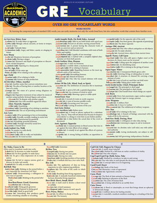 GRE Vocabulary: A Quickstudy Laminated Reference Guide (Other)