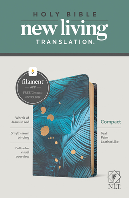 NLT Compact Bible, Filament-Enabled Edition (Leatherlike, Teal Palm, Red Letter) Cover Image