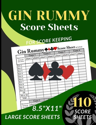 GIN RUMMY Score Sheets: 110 Large Score sheets (Score Record Book for GIN RUMMY Card Game) Score Pads for GIN RUMMY Card Game (Large Score car By Funhub Cover Image