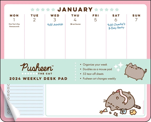 Pusheen 2024 Weekly Desk Pad Calendar Cover Image