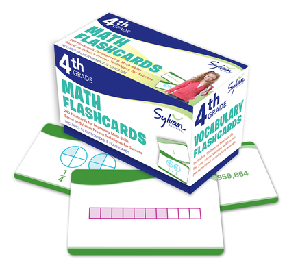 4th Grade Math Flashcards: 240 Flashcards for Improving Math Skills (Place Value, Comparing Numbers, Rounding Numbers, Fractions, Decimals, Measurements, Geometry) (Sylvan Math Flashcards) By Sylvan Learning Cover Image