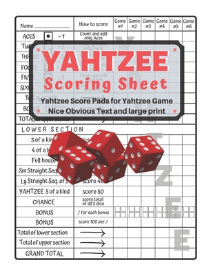 yahtzee scoring sheet v 2 yahtzee score pads for yahtzee game nice obvious text and large print yahtzee score card 8 5 by 11 inchv large print paperback mcintyre s books