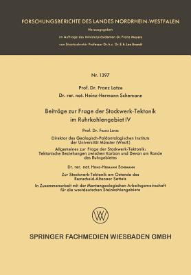 Beiträge Zur Frage Der Stockwerk-Tektonik Im Ruhrkohlengebiet IV (Forschungsberichte Des Landes Nordrhein-Westfalen) Cover Image
