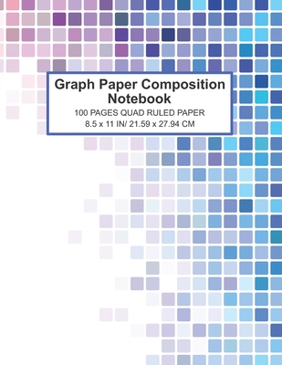 Graph Paper Composition Notebook: 100 Pages Quad Ruled/ Grid 4 x 4 Graph Paper - 8.5 x 11 (Large). Modern Blue Geometric Square Design By Windmill Bay Books Cover Image