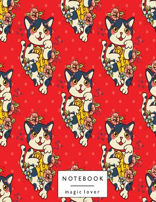 Notebook magic lover: Cats on red cover and Dot Graph Line Sketch pages, Extra large (8.5 x 11) inches, 110 pages, White paper, Sketch, Draw By Magic Lover Cover Image