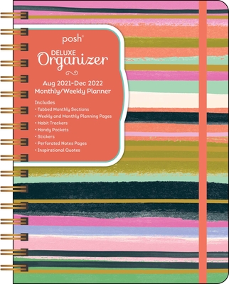 Posh: Deluxe Organizer 17-Month 2021-2022 Monthly/Weekly Planner Calendar: Brushstroke Stripe By Andrews McMeel Publishing Cover Image