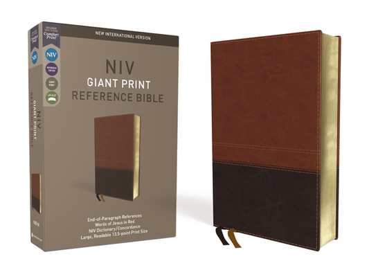 NIV, Reference Bible, Giant Print, Imitation Leather, Brown, Red Letter Edition, Comfort Print By Zondervan Cover Image