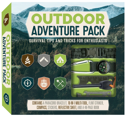 Outdoor Adventure Pack: Survival Tips and Tricks for Enthusiasts - Contains a Paracord Bracelet, 10-in-1 Multi-tool, Flint-striker, Compass, Stickers, Reflective Sheet, and a 48-page Book