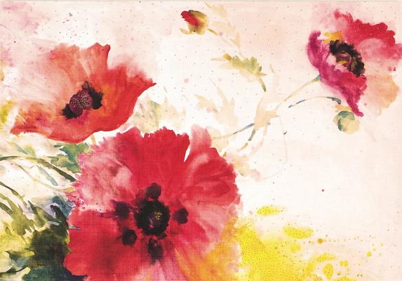 Note Card Watercolor Poppies By Inc Peter Pauper Press (Created by) Cover Image