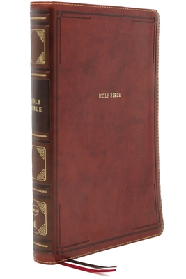 Nkjv, Reference Bible, Center-Column Giant Print, Leathersoft, Brown, Red Letter Edition, Thumb Indexed, Comfort Print: Holy Bible, New King James Ver By Thomas Nelson Cover Image