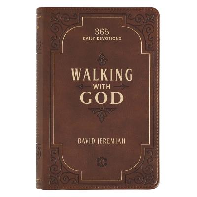 Walking with God Devotional - Brown Faux Leather Daily Devotional for Men & Women 365 Daily Devotions Cover Image