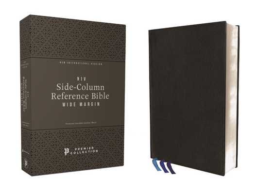 Niv, Wide Margin Side Column Reference Bible, Premium Goatskin Leather, Black, Premier Collection, Black Letter, Art Gilded Edges, Comfort Print Cover Image