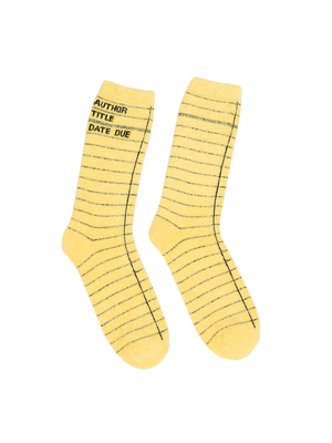 Library Card (Yellow) Cozy Socks - Small By Out of Print Cover Image
