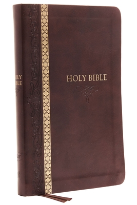KJV, Thinline Bible, Standard Print, Imitation Leather, Brown, Indexed, Red Letter Edition, Comfort Print Cover Image
