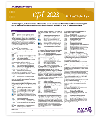 CPT 2023 Express Reference Coding Card: Urology/Nephrology Cover Image