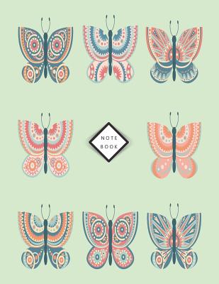 Notebook: Butterfly collection on green cover and Dot Graph Line Sketch pages, Extra large (8.5 x 11) inches, 110 pages, White p Cover Image