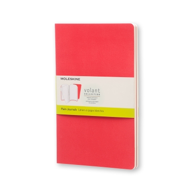 Moleskine Volant Journal (Set of Large, Plain, Geranium Scarlet Red, Soft Cover (5 x 8.25) (Diary) | Place Books