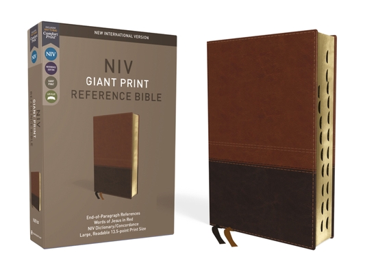 NIV, Reference Bible, Giant Print, Imitation Leather, Brown, Red Letter Edition, Indexed, Comfort Print Cover Image