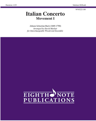 Italian Concerto Movement I: Score & Parts (Eighth Note Publications) By Johann Sebastian Bach (Composer), David Marlatt (Composer) Cover Image