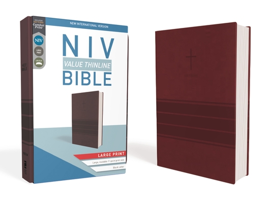 NIV, Value Thinline Bible, Large Print, Imitation Leather, Burgundy Cover Image