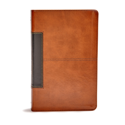 CSB Single-Column Personal Size Bible, Tan/Black LeatherTouch Cover Image