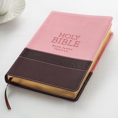 KJV Large Print Lux-Leather Brown/Pink  Cover Image