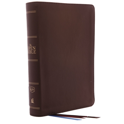 The Kjv, Open Bible, Genuine Leather, Brown, Red Letter Edition, Comfort Print: Complete Reference System Cover Image