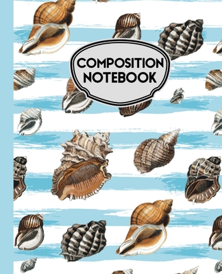 Composition Notebook: Seashells Blue and White Stripes 7.5