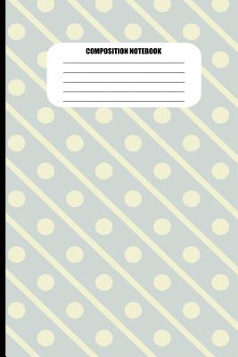 Composition Notebook: Yellow Circles and Slanted Strips on Gray Background (100 Pages, College Ruled) Cover Image