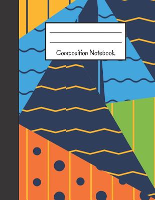 Composition Notebook: Large 120 Page, College Ruled Notebook Blue, Yellow, Green, Orange Pattern Design (8.5 X 11) Cover Image