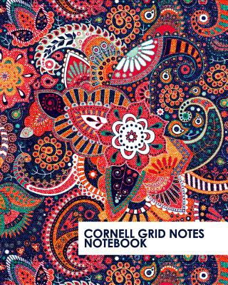 Cornell Grid Notes Notebook: Pretty Red Paisley Grid Notebook Supports a Proven Way to Improve Study and Information Retention. Cover Image